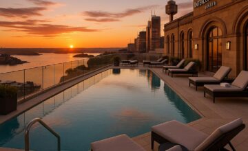 InterContinental Sydney rooftop pool with sunset harbour views