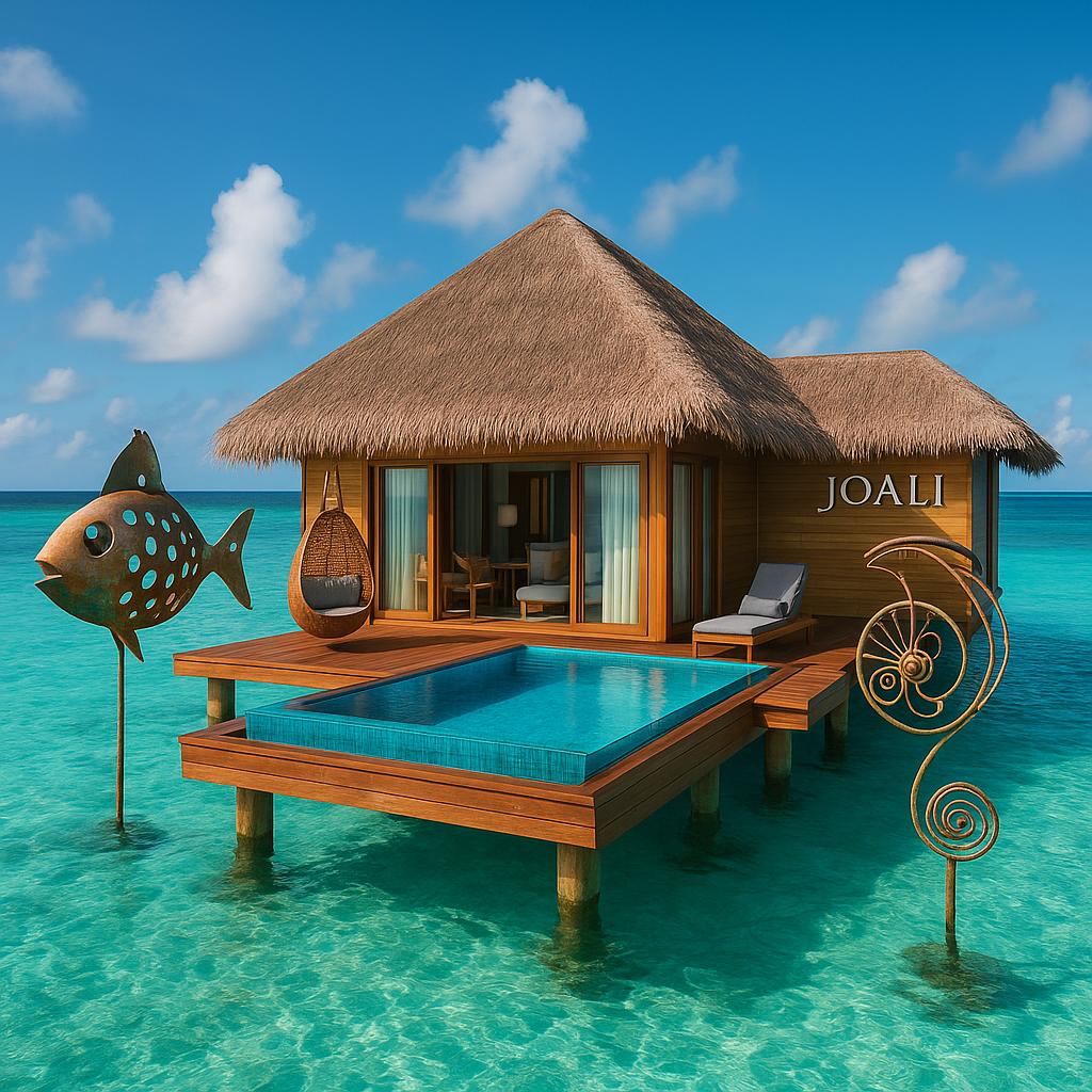 JOALI Maldives luxury overwater villa with artistic sculptures