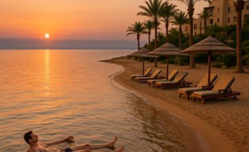 Floating in the Dead Sea at Kempinski Hotel Ishtar