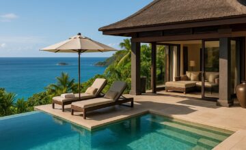 Private villa with infinity pool overlooking Seychelles ocean