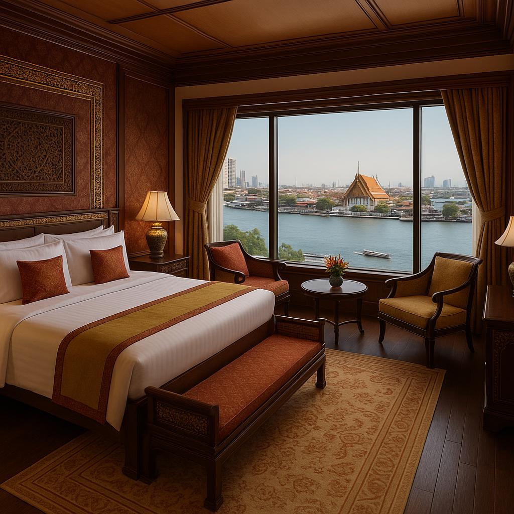 Mandarin Oriental Bangkok suite overlooking the Chao Phraya River