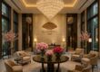 Mandarin Oriental Paris lobby with elegant chandelier and seating