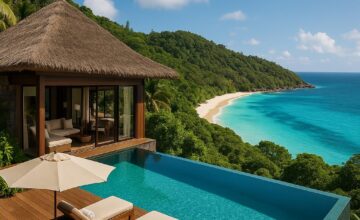 Luxury villa on North Island with ocean view and tropical greenery