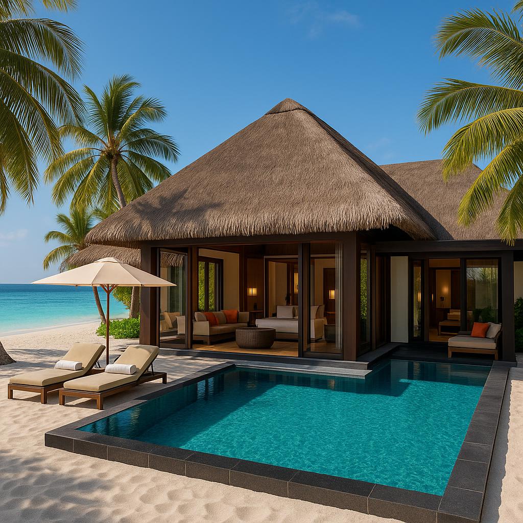 One&Only Reethi Rah beachfront villa with private pool and ocean view