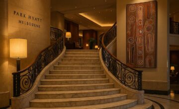 Park Hyatt Melbourne elegant lobby marble staircase and art