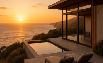 Post Ranch Inn cliffside view at sunset