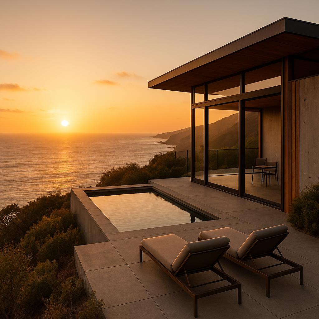 Post Ranch Inn cliffside view at sunset