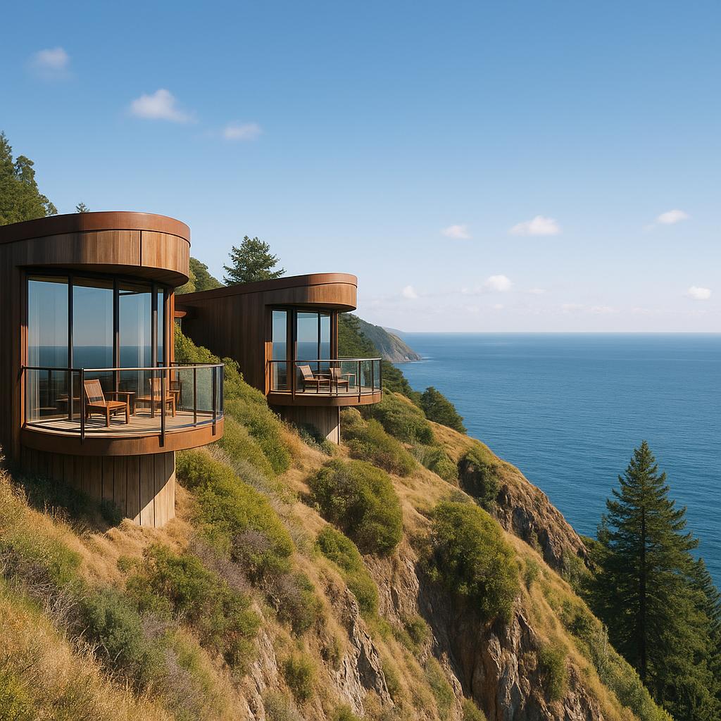 Post Ranch Inn cliffside suites overlooking the Pacific Ocean