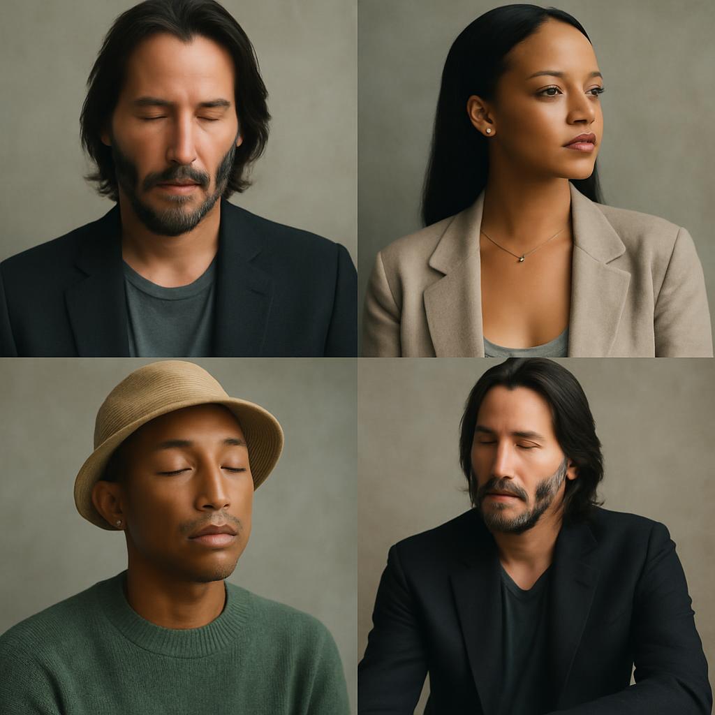 Celebrity-coded qualia examples of calm and cool emotions