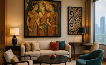 Raffles Jakarta art-filled suite interior