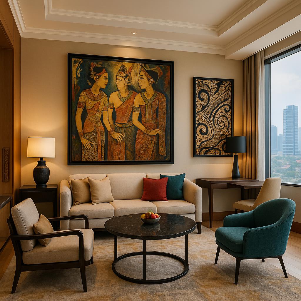 Raffles Jakarta art-filled suite interior