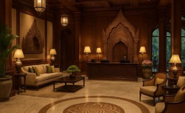 Rosewood Bangkok elegant lobby with classic Thai design and luxury ambiance