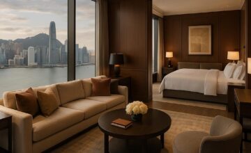 Luxurious suite with panoramic Victoria Harbour views at Rosewood Hong Kong