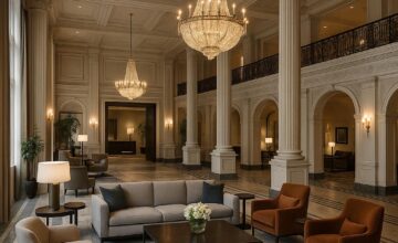 Elegant lobby of Rosewood Hotel Georgia blending classic architecture with modern furnishings