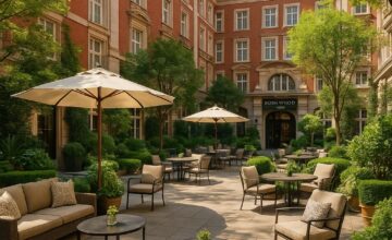 Rosewood London tranquil courtyard with greenery and seating