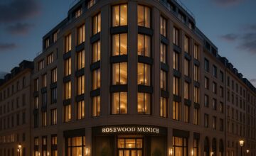 Rosewood Munich luxury hotel exterior at dusk