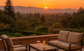 Rosewood Sand Hill sunset terrace with panoramic views