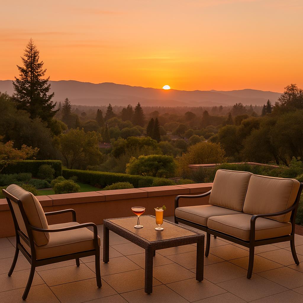 Rosewood Sand Hill sunset terrace with panoramic views