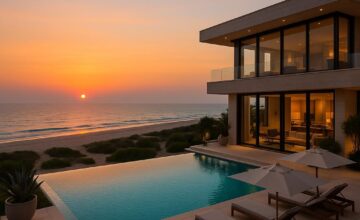 Private villa poolside at Saadiyat Rotana Resort with beach views
