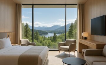Sommerro luxurious modern hotel room with panoramic nature view
