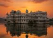 Taj Lake Palace on Lake Pichola in the evening