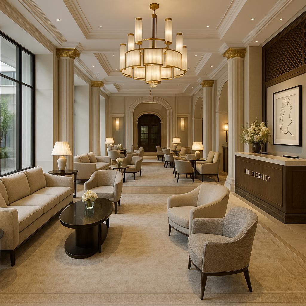 The Berkeley elegant hotel lobby with modern luxury design