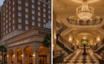 The Charleston Place hotel exterior and lobby