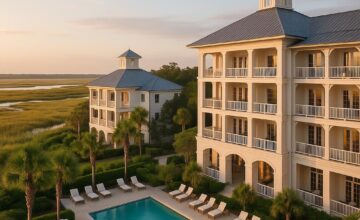 The Dunlin Resort overlooking coastal Lowcountry marshes with modern southern architecture