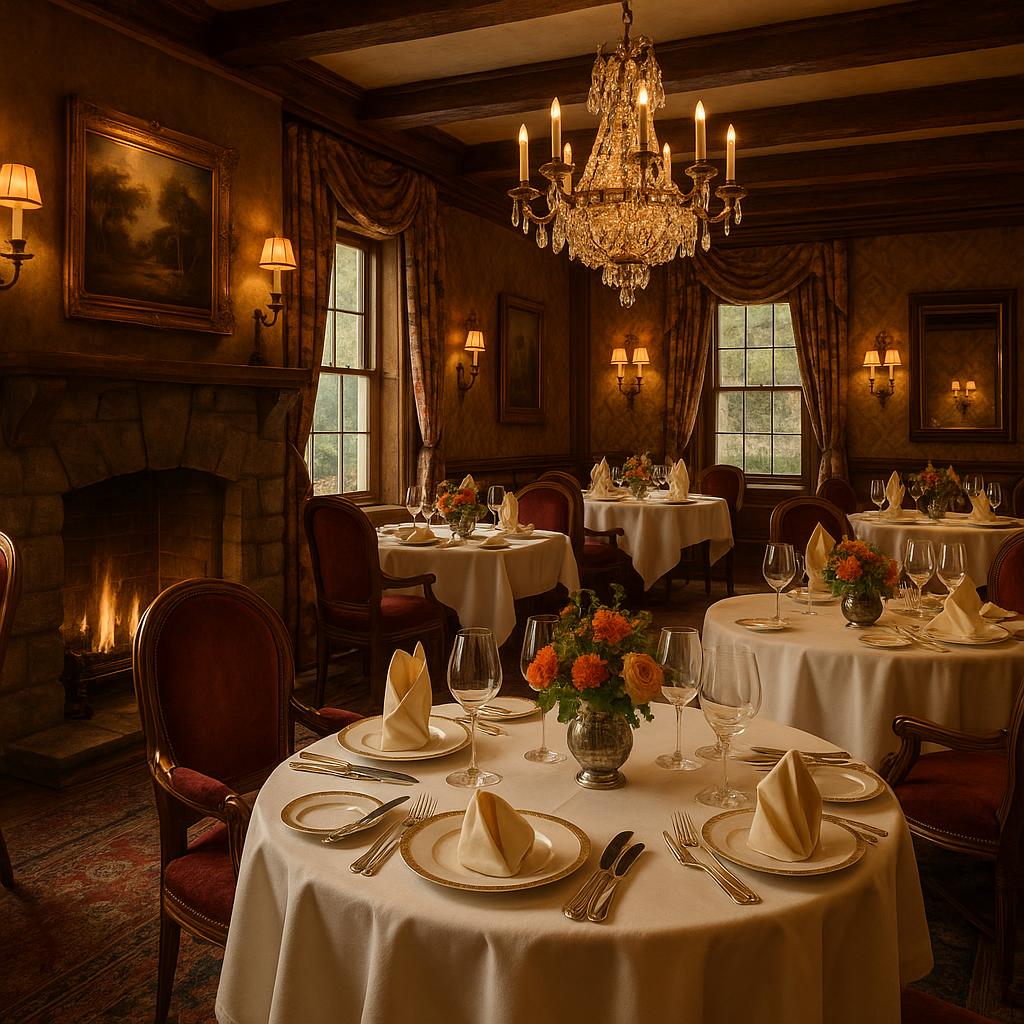 The Inn at Little Washington elegant dining room with rustic charm