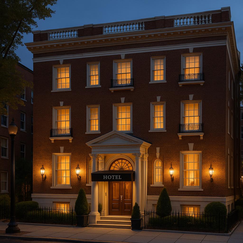 The Jefferson's historic facade in Washington DC
