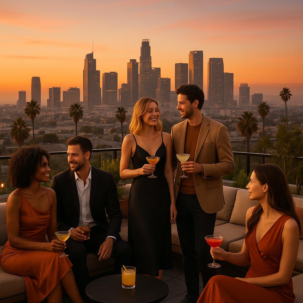 Rooftop Bar View of LA Skyline at The London West Hollywood