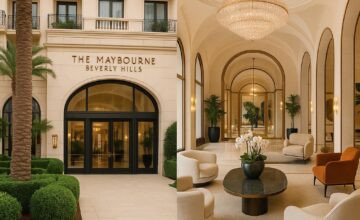 The Maybourne Beverly Hills elegant lobby and exterior