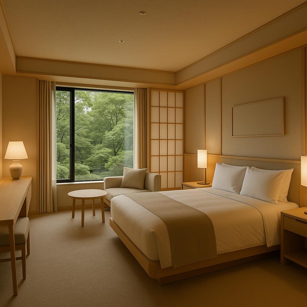 The Okura Tokyo elegant guest room with Japanese minimalist decor
