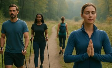 Guests hiking in scenic Hudson Valley during wellness retreat