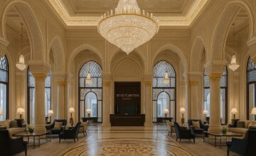 Luxurious lobby of The Ritz-Carlton Jeddah with arabesque decor