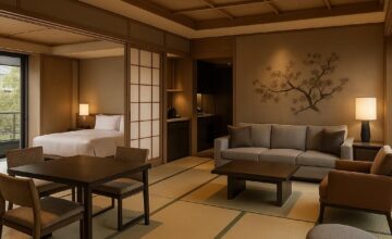 Luxurious room with tatami mats and modern furnishings at The Ritz-Carlton, Kyoto