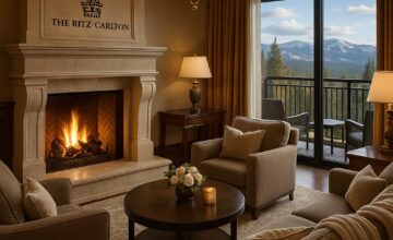 Luxurious fireside suite at The Ritz-Carlton Lake Tahoe