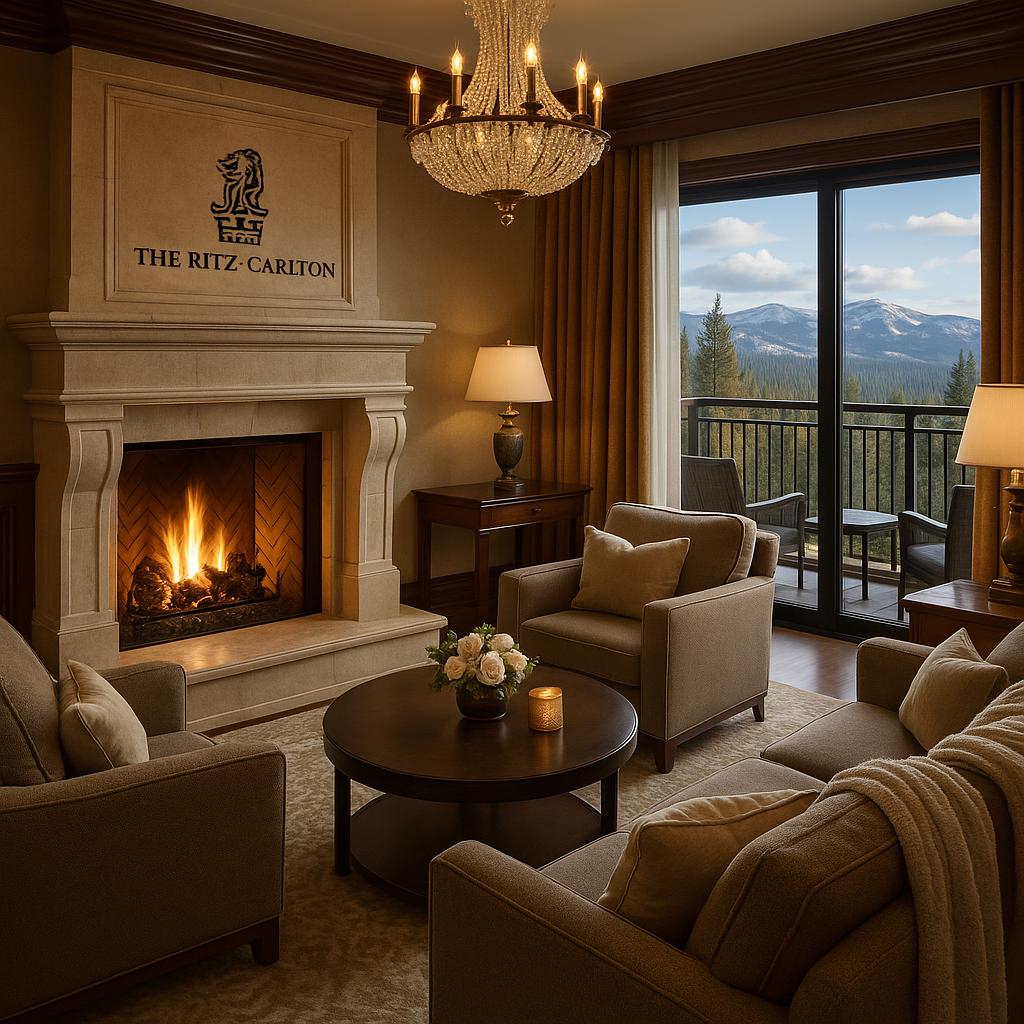 Luxurious fireside suite at The Ritz-Carlton Lake Tahoe