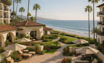 The Ritz-Carlton Santa Barbara oceanfront resort with terraces overlooking Pacific Ocean