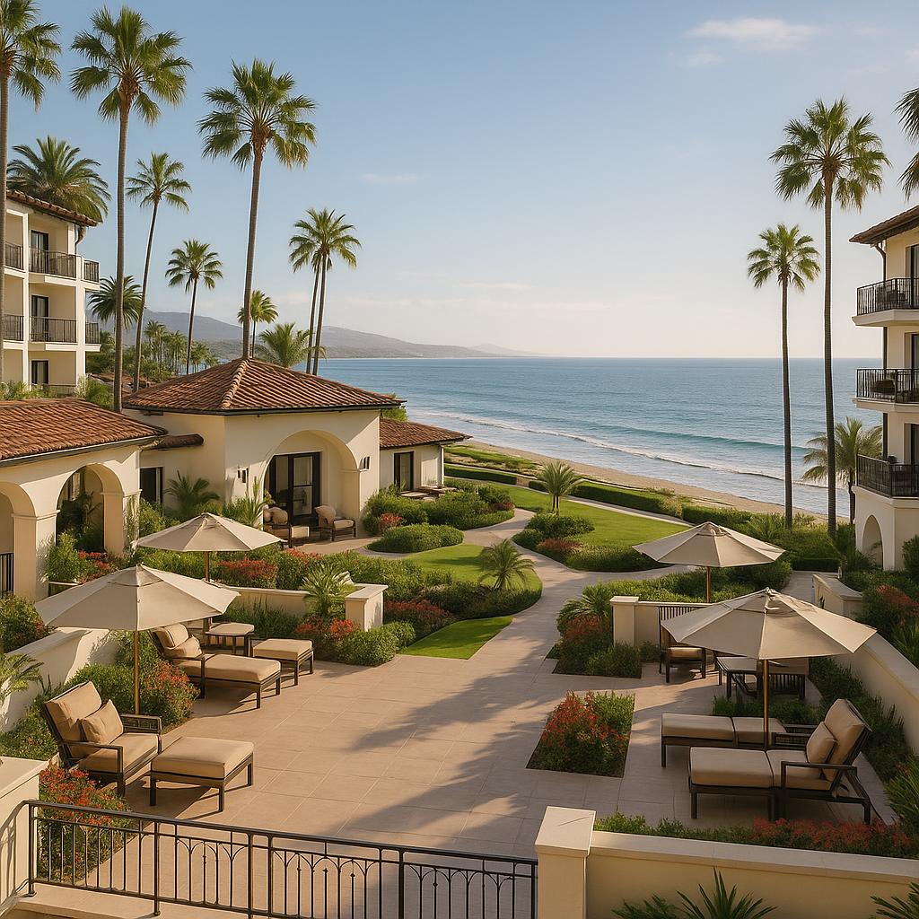 The Ritz-Carlton Santa Barbara oceanfront resort with terraces overlooking Pacific Ocean
