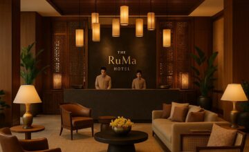 The RuMa Hotel lobby with cultural and modern design