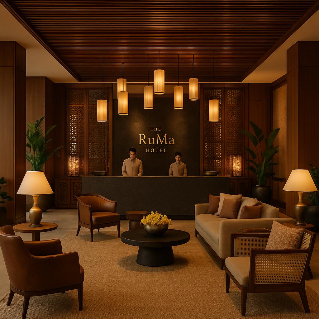The RuMa Hotel lobby with cultural and modern design
