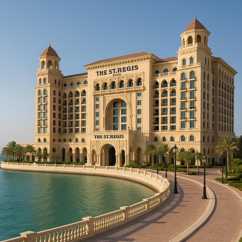 The St. Regis Doha luxury hotel view with waterfront Corniche