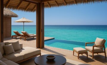Overwater villa with infinity pool at The St. Regis Maldives Vommuli Resort