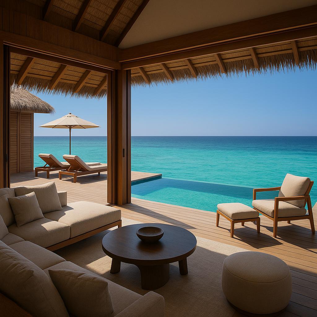 Overwater villa with infinity pool at The St. Regis Maldives Vommuli Resort
