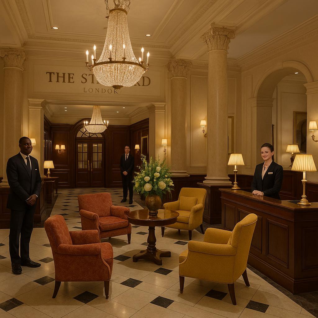 Elegant lobby of The Stafford London with attentive staff
