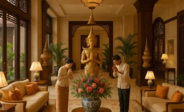 The Sukhothai Shanghai hotel lobby reflecting Thai-inspired welcoming atmosphere