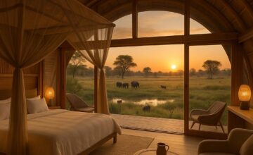 Eco-luxury suite with panoramic wildlife view at andBeyond Sandibe