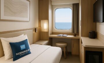 Interior view of Norwegian Cruise Line solo cabin