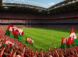 Cardiff rugby stadium filled with cheering fans